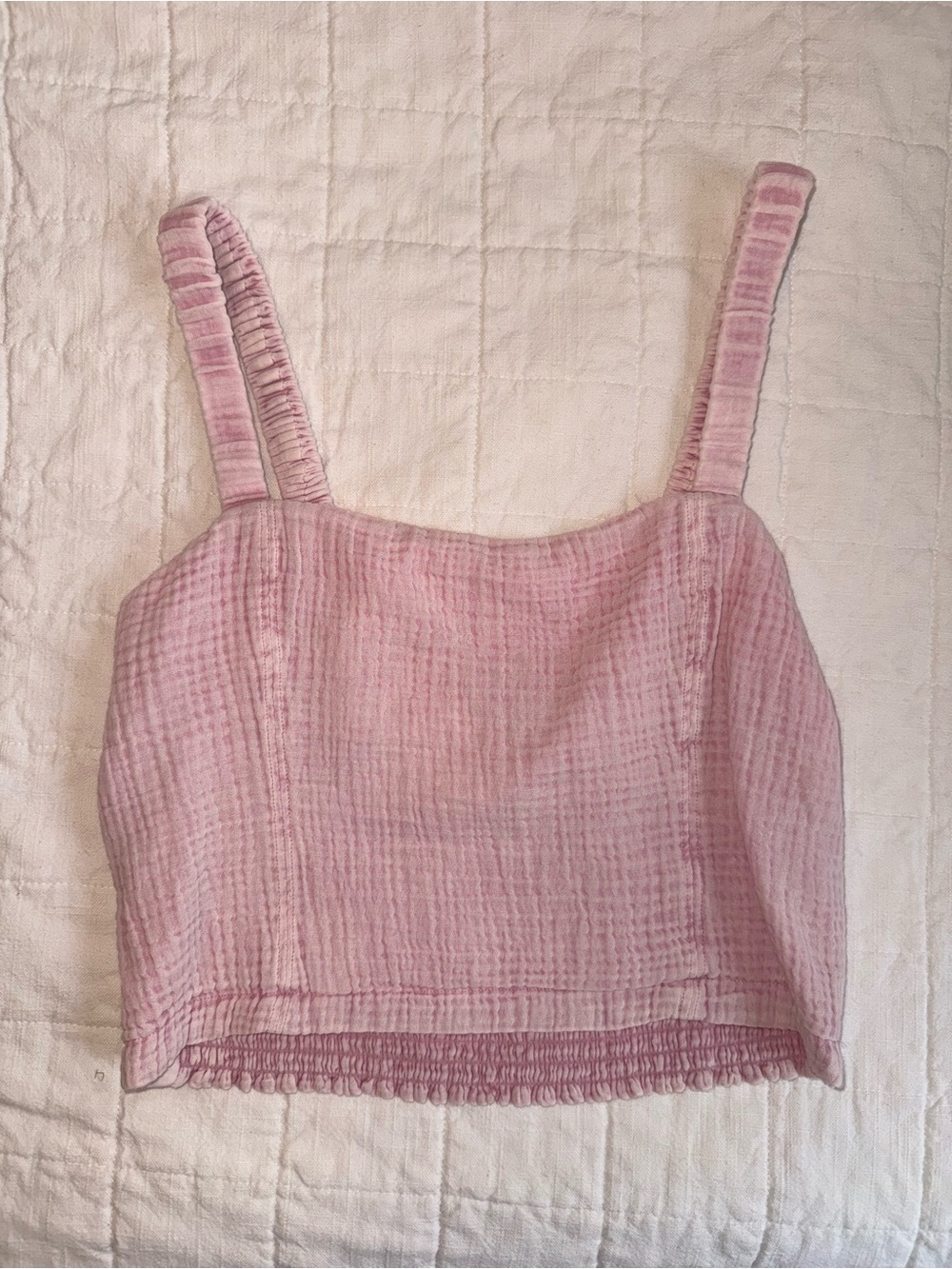 Z Supply Blush Pink Textured Square Crop Top